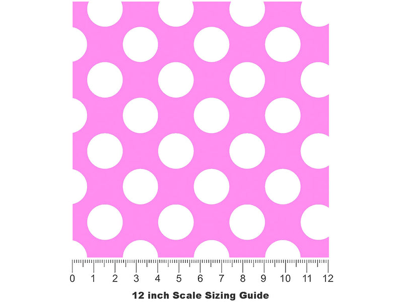 Carnation Pink Polka Dot Vinyl Film Pattern Size 12 inch Scale~Rwraps Carnation Pink Polka Dot Sizing Chart~2