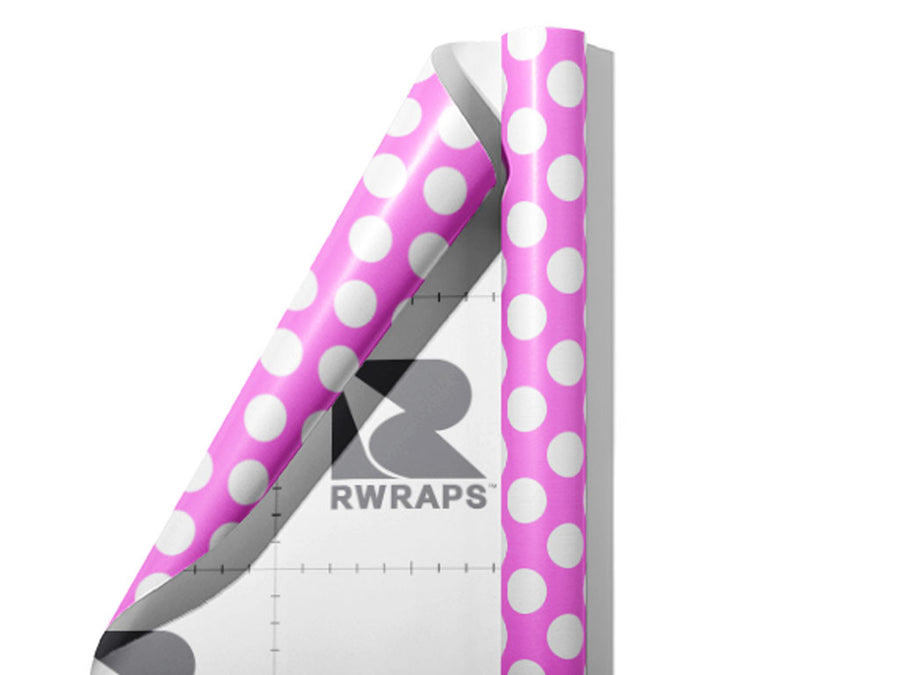 Carnation Pink Polka Dot Wrap Film Sheets~Rwraps Series 914 Carnation Pink Polka Dot Scrolled Sheet~3