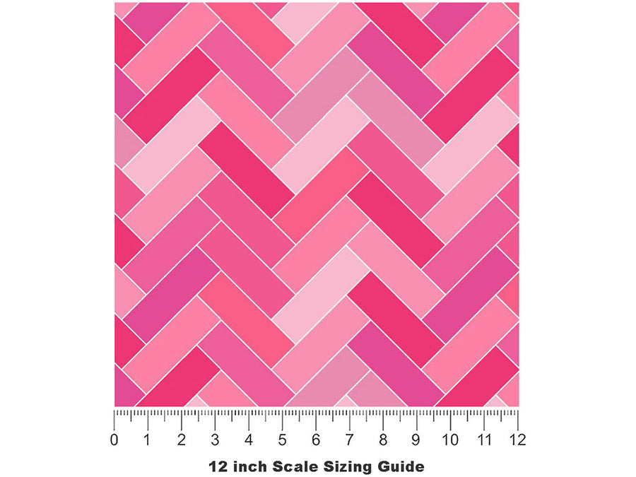 Carnation Pink Brick Vinyl Film Pattern Size 12 inch Scale~Rwraps Carnation Pink Brick Sizing Chart~3
