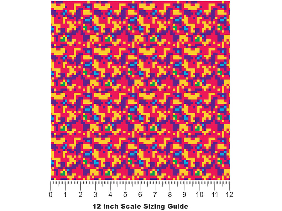 Carried Watermelon Pixel Vinyl Film Pattern Size 12 inch Scale~Rwraps Carried Watermelon Pixel Sizing Chart~2