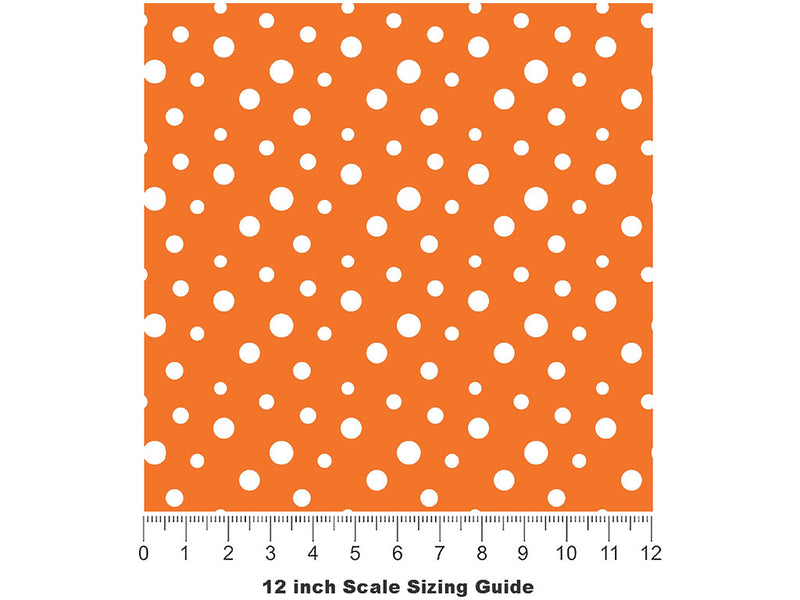 Carrot Orange Polka Dot Vinyl Film Pattern Size 12 inch Scale~Rwraps Carrot Orange Polka Dot Sizing Chart~2