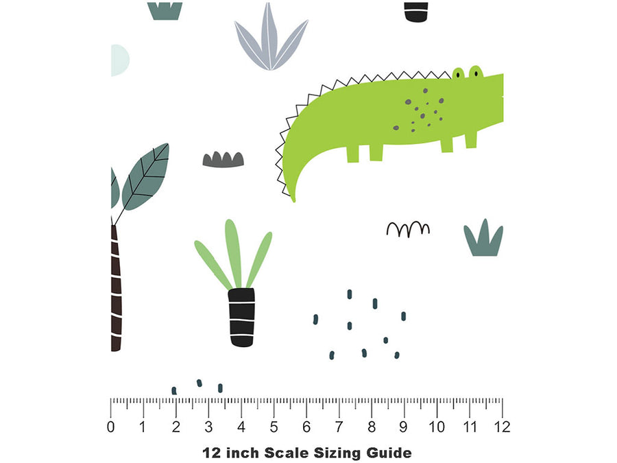 Cartoon Alligators Marine Life Vinyl Film Pattern Size 12 inch Scale~Rwraps Cartoon Alligators Marine Life Sizing Chart~2