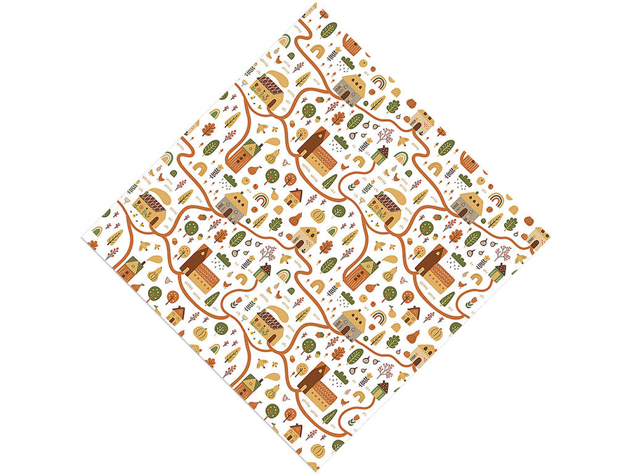 Cartoon Village Cityscape Vinyl Wrap Pattern