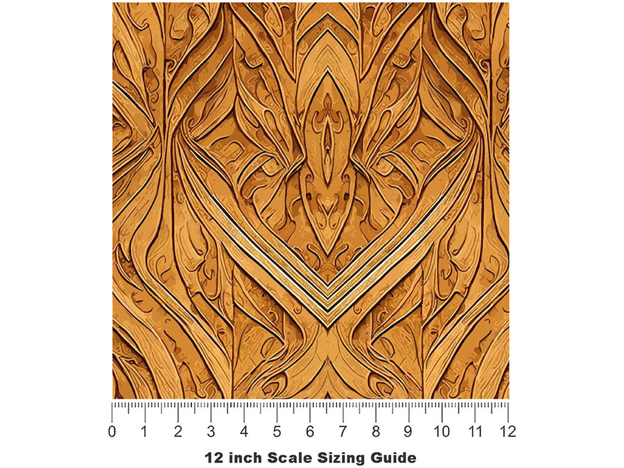 Cedar Fortune Wooden Parquet Vinyl Film Pattern Size 12 inch Scale~Rwraps Cedar Fortune Wooden Parquet Sizing Chart~3