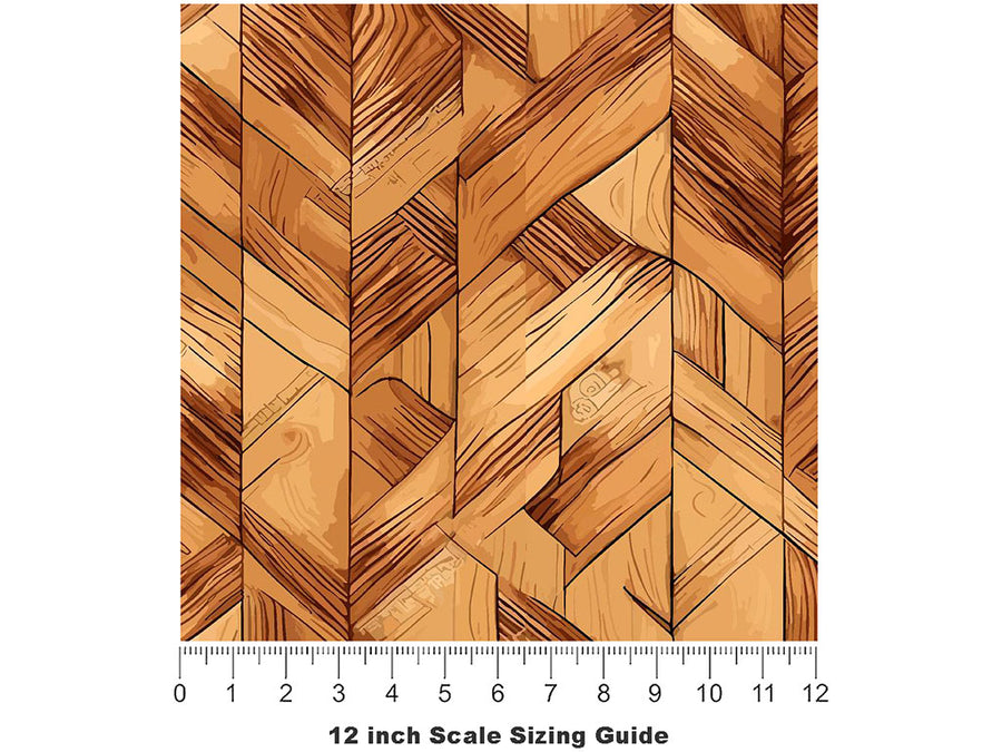 Cedar Trapezoids Wooden Parquet Vinyl Film Pattern Size 12 inch Scale~Rwraps Cedar Trapezoids Wooden Parquet Sizing Chart~3