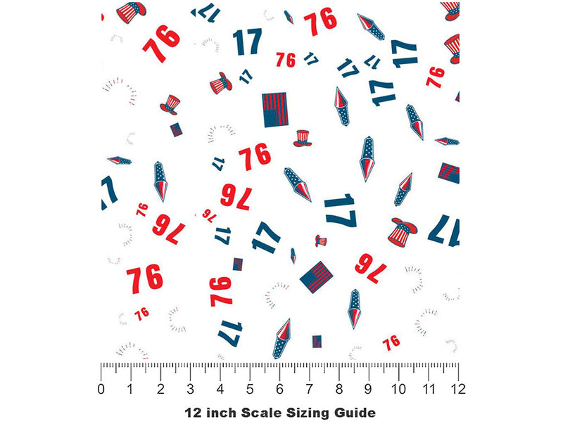 Celebrate 1776 Americana Vinyl Film Pattern Size 12 inch Scale~Rwraps Celebrate 1776 Americana Sizing Chart~3