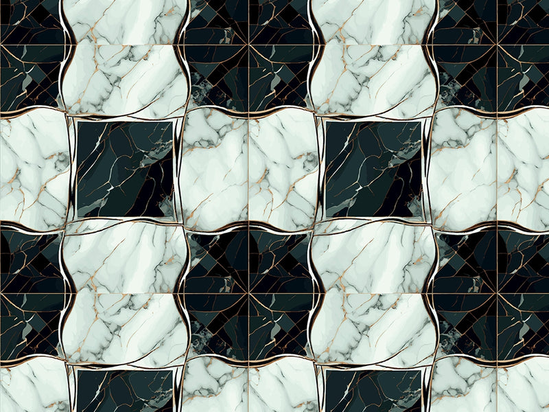 Checkered Flower Tile Vinyl Wrap Pattern~Rwraps Series 914 Digitally Printed Vinyl Wrap~0