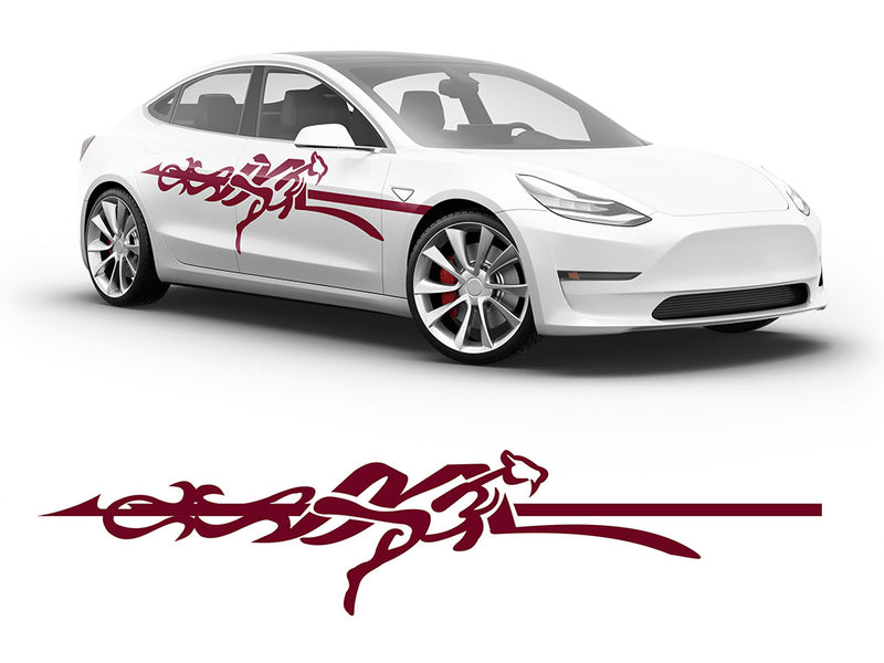 3M Burgundy Cheetah Body Graphic~Full Side Auto Decal Kit~0