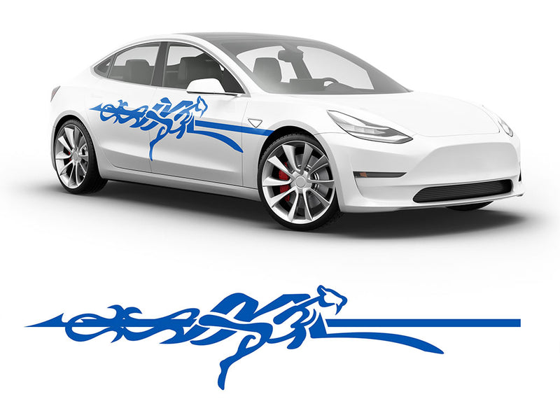 3M Azure Blue Cheetah Body Graphic~Full Side Auto Decal Kit~0