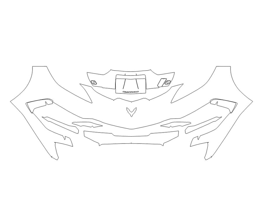 corvette Avery Dennison Clear Bra Bumper Precut PPF Diagram