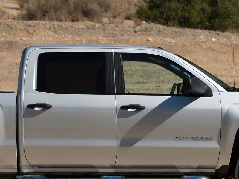 chevrolet silverado 2014-2018 (1500 crew / extended cab) Brushed Aluminum Black Pillar Cover Diagram