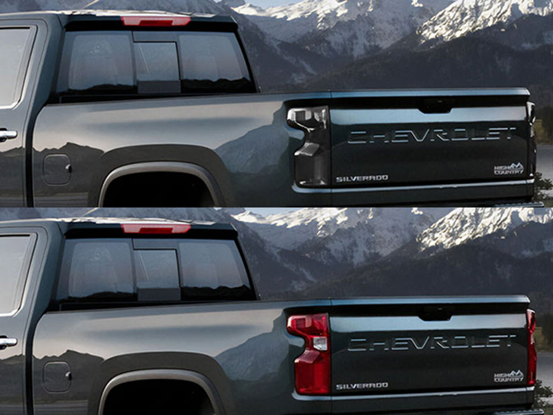 silverado Before and After Smoked Taillights