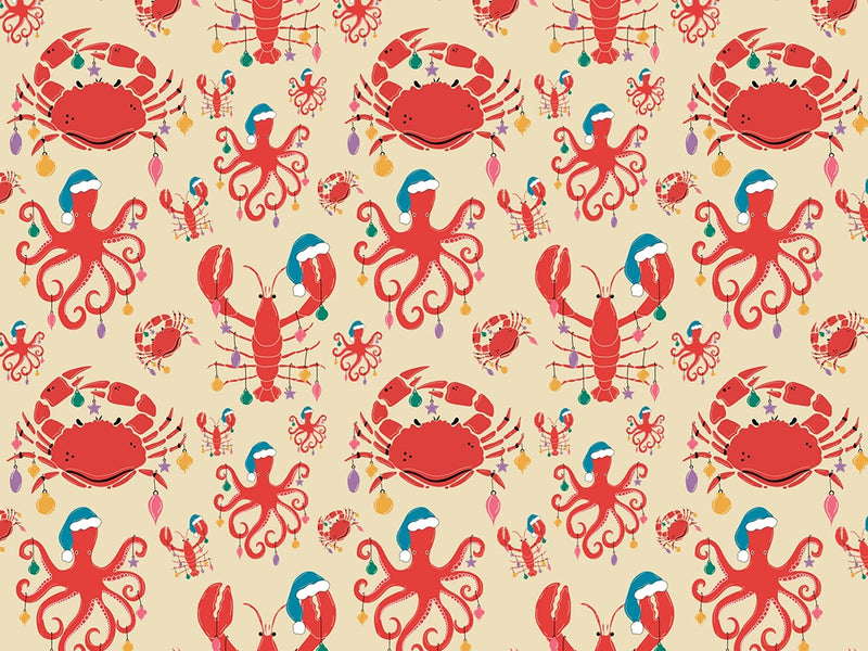 Christmas Seaside Marine Life Vinyl Wrap Pattern~Rwraps Series 914 Digitally Printed Vinyl Wrap~0