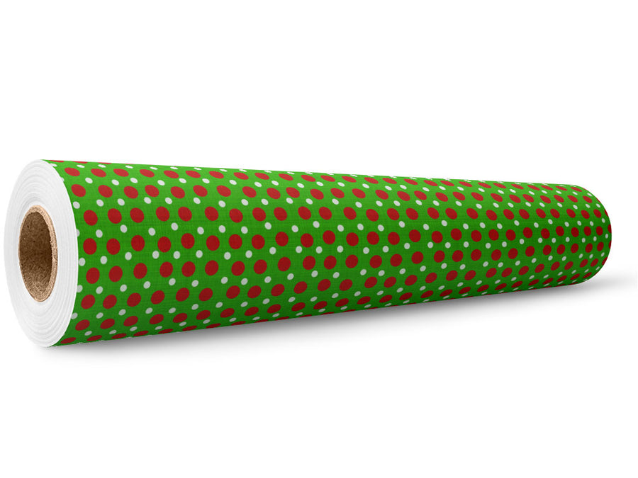 Christmas Tidings Polka Dot Wrap Film Wholesale Roll~Rwraps Series 914 Digitally Printed Vinyl Roll~5