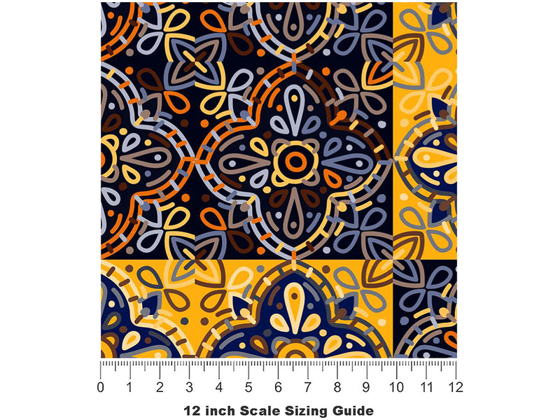 Chrysanthemum Tile Vinyl Film Pattern Size 12 inch Scale~Rwraps Chrysanthemum Tile Sizing Chart~3
