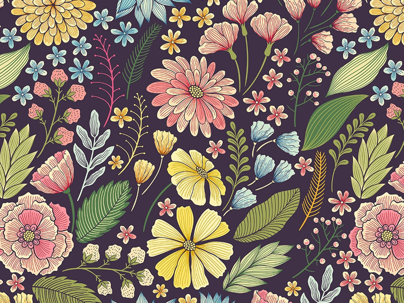 Chrysanthemum Garden Floral Vinyl Wrap Pattern~Rwraps Series 914 Digitally Printed Vinyl Wrap~0