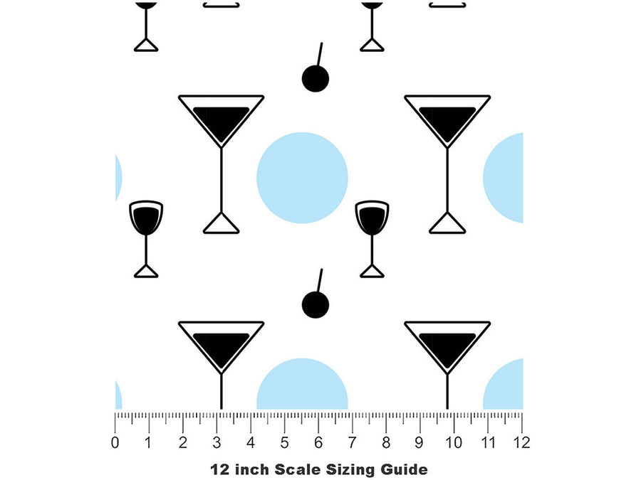 Classic Cocktails Alcohol Vinyl Film Pattern Size 12 inch Scale~Rwraps Classic Cocktails Alcohol Sizing Chart~2