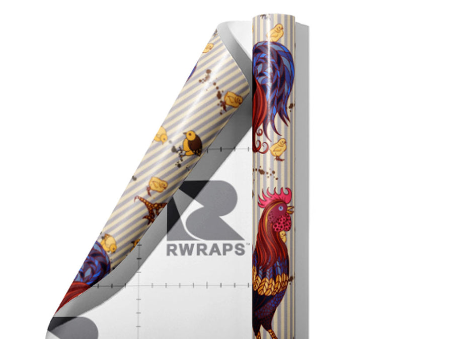 Cocks Walk Birds Wrap Film Sheets~Rwraps Series 914 Cocks Walk Birds Scrolled Sheet~3
