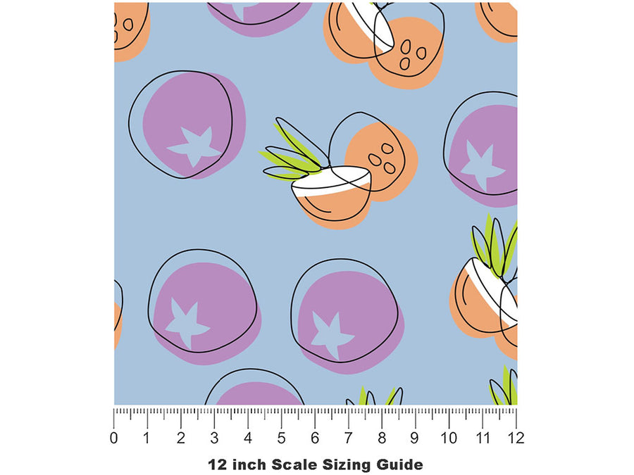 Coco De Mar Fruit Vinyl Film Pattern Size 12 inch Scale~Rwraps Coco De Mar Fruit Sizing Chart~2