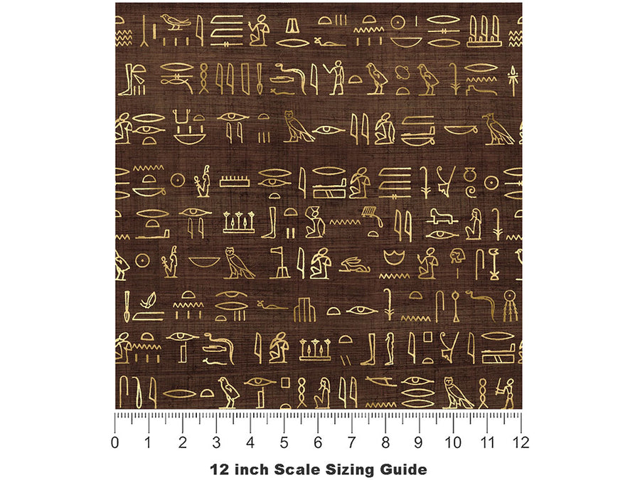 Coffee Hieroglyphs Egyptian Vinyl Film Pattern Size 12 inch Scale~Rwraps Coffee Hieroglyphs Egyptian Sizing Chart~2