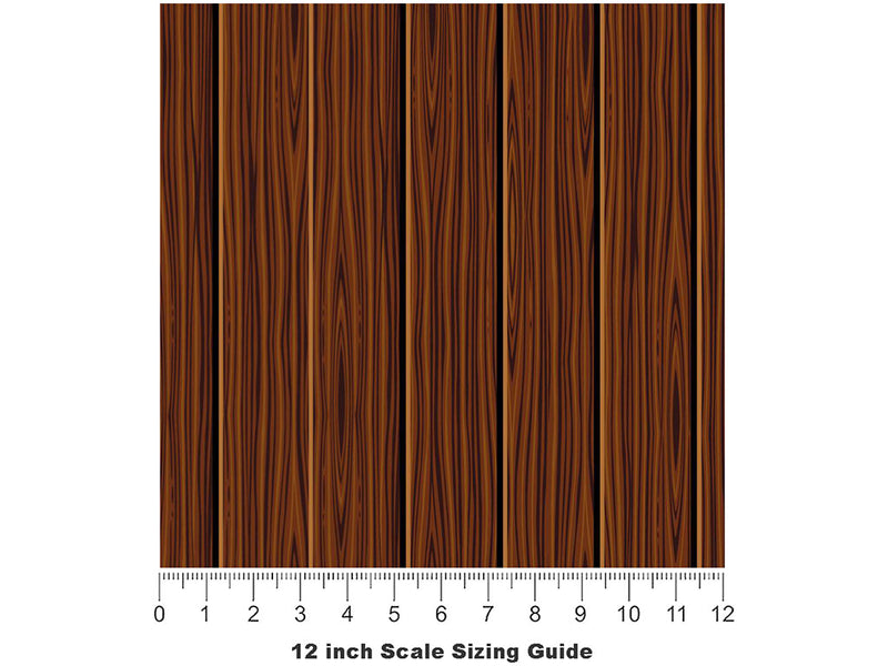 Cognac Wood Plank Vinyl Film Pattern Size 12 inch Scale~Rwraps Cognac Wood Plank Sizing Chart~3
