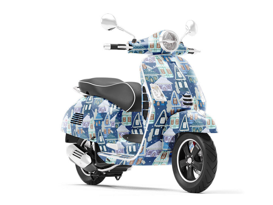 Cold Winter Cityscape Vespa Scooter Wrap Film