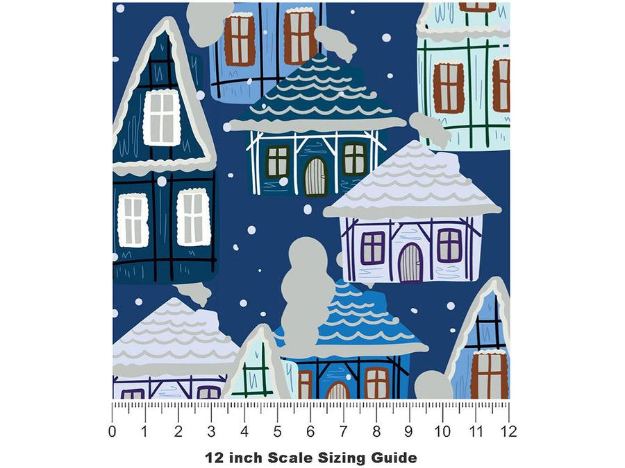 Cold Winter Cityscape Vinyl Film Pattern Size 12 inch Scale~Rwraps Cold Winter Cityscape Sizing Chart~3