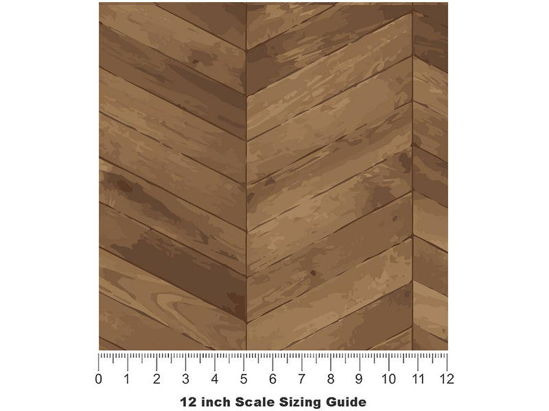 Colonial Stain Wooden Parquet Vinyl Film Pattern Size 12 inch Scale~Rwraps Colonial Stain Wooden Parquet Sizing Chart~3