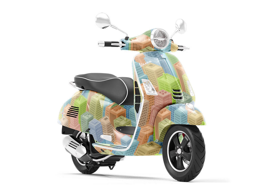 Color Blocks Cityscape Vespa Scooter Wrap Film