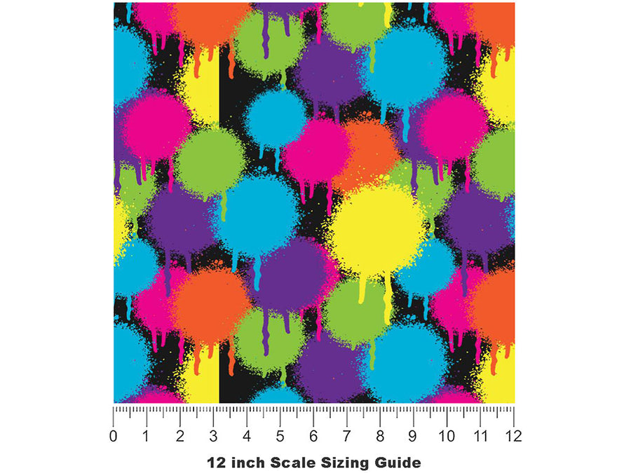 Color Test Graffiti Vinyl Film Pattern Size 12 inch Scale~Rwraps Color Test Graffiti Sizing Chart~3