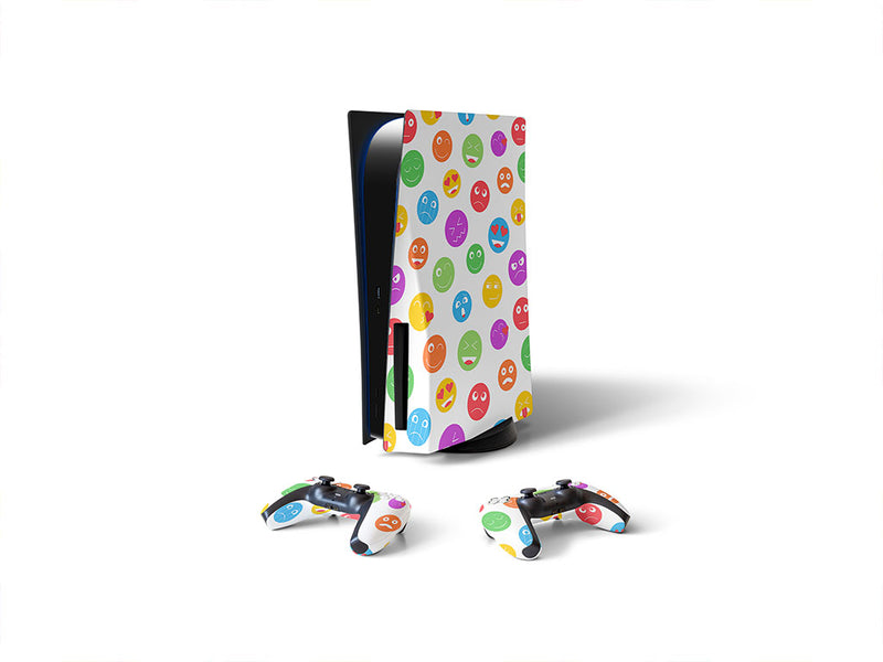 colored crazy emoji Sony PS5 DIY Skin