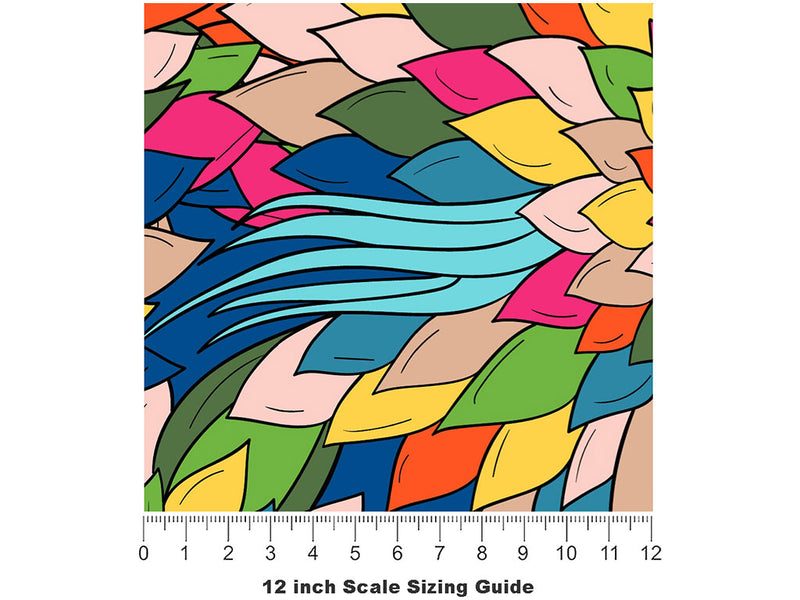 Colorful Chloris Floral Vinyl Film Pattern Size 12 inch Scale~Rwraps Colorful Chloris Floral Sizing Chart~2
