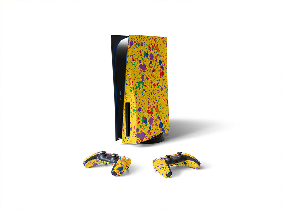 colorful classroom paint splatter Sony PS5 DIY Skin