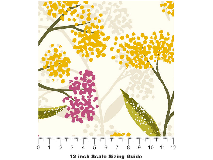 Colorful Dandelions Floral Vinyl Film Pattern Size 12 inch Scale~Rwraps Colorful Dandelions Floral Sizing Chart~2