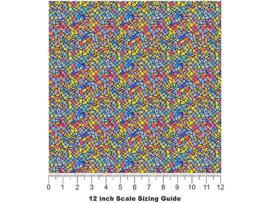 Colorful Leftovers Stained Glass Vinyl Film Pattern Size 12 inch Scale~Rwraps Colorful Leftovers Stained Glass Sizing Chart~2