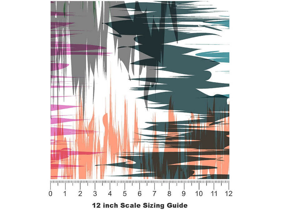 Colorful Radiowaves Abstract Vinyl Film Pattern Size 12 inch Scale~Rwraps Colorful Radiowaves Abstract Sizing Chart~2
