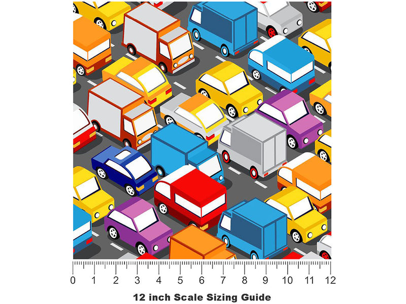 Commuting Nightmare Cityscape Vinyl Film Pattern Size 12 inch Scale~Rwraps Commuting Nightmare Cityscape Sizing Chart~3