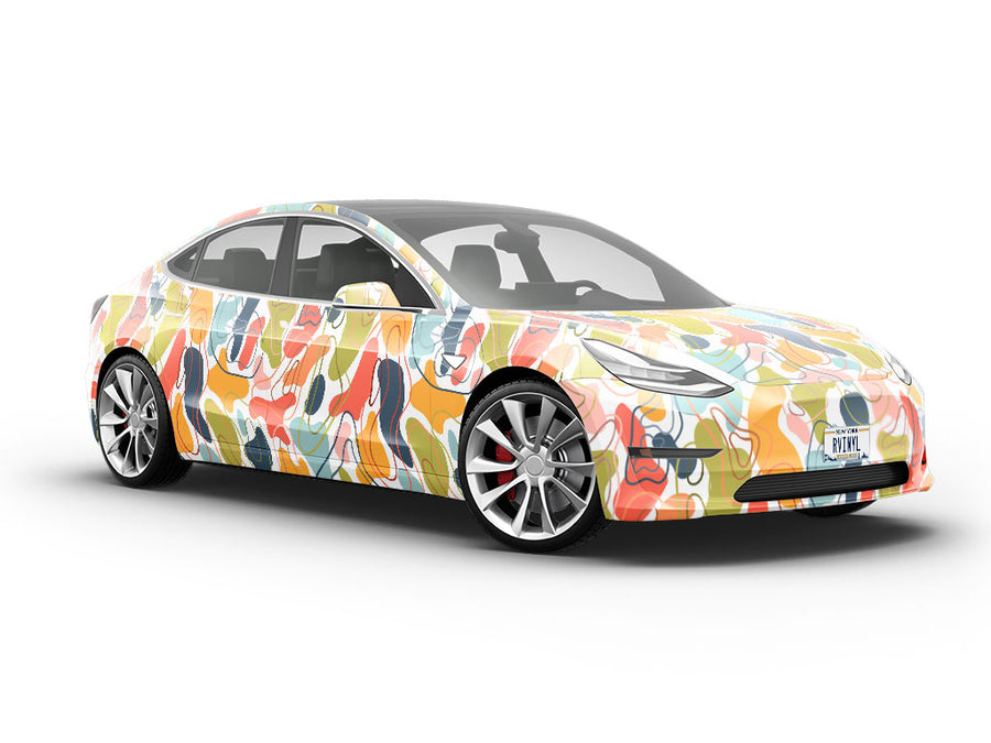 Concentric Rainbow Cobblestone Vehicle Vinyl Wrap