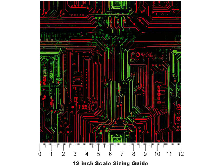 Contrasting Connections Technology Vinyl Film Pattern Size 12 inch Scale~Rwraps Contrasting Connections Technology Sizing Chart~3