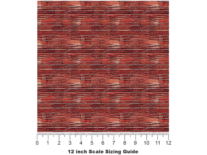Cordovan Red Brick Vinyl Film Pattern Size 12 inch Scale~Rwraps Cordovan Red Brick Sizing Chart~3