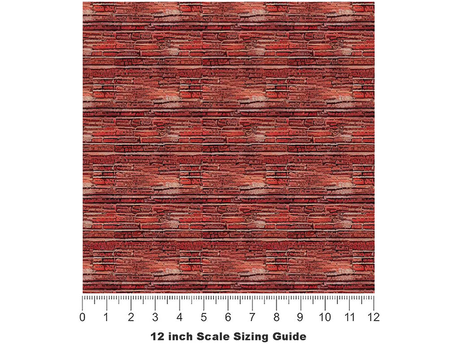 Cordovan Red Brick Vinyl Film Pattern Size 12 inch Scale~Rwraps Cordovan Red Brick Sizing Chart~3