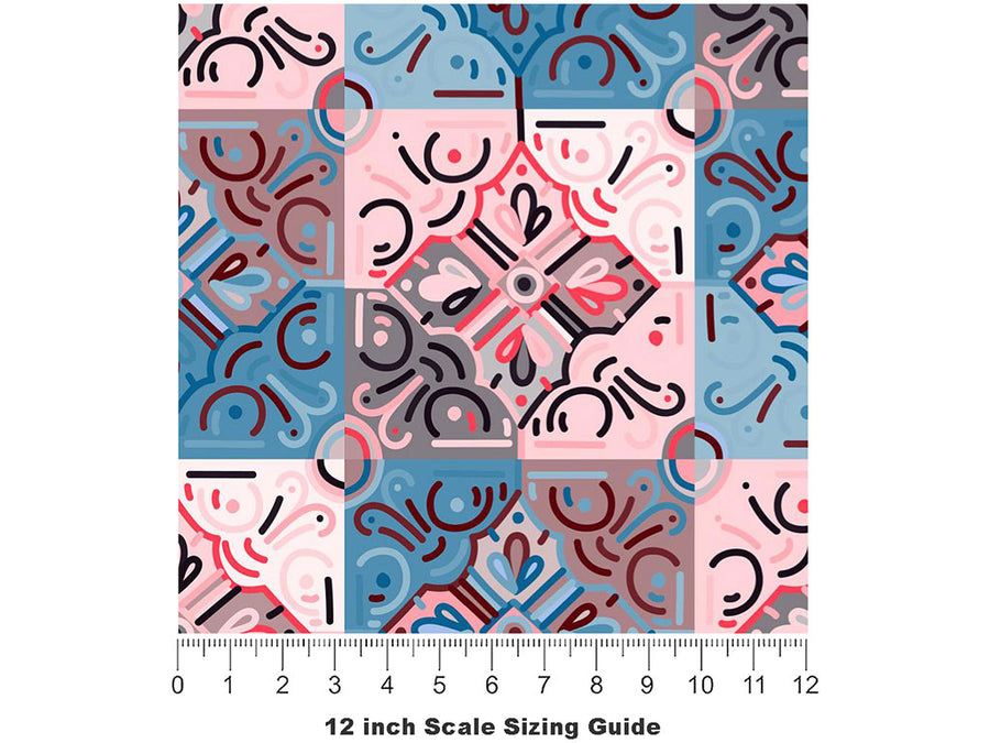 Cornflower Tile Vinyl Film Pattern Size 12 inch Scale~Rwraps Cornflower Tile Sizing Chart~3