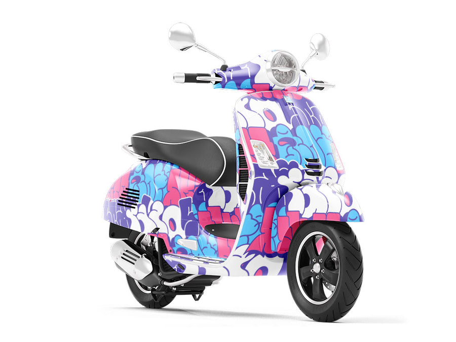 Cotton Candy Bubbled Graffiti Vespa Scooter Wrap Film