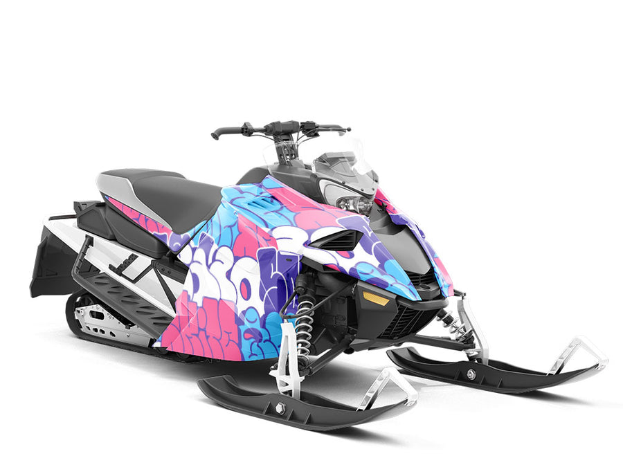 Cotton Candy Bubbled Graffiti Custom Wrapped Snowmobile
