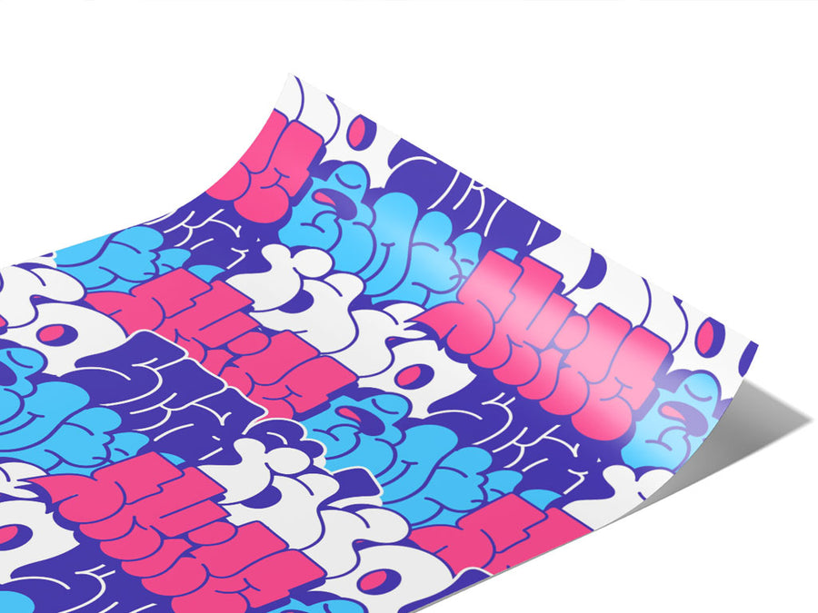 Cotton Candy Bubbled Graffiti Vinyl Wraps~Rwraps Series 914 Digitally Printed Vinyl Wrap~1