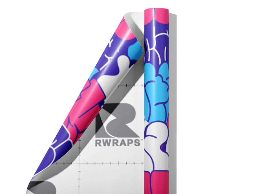 Cotton Candy Bubbled Graffiti Wrap Film Sheets~Rwraps Series 914 Cotton Candy Bubbled Graffiti Scrolled Sheet~4