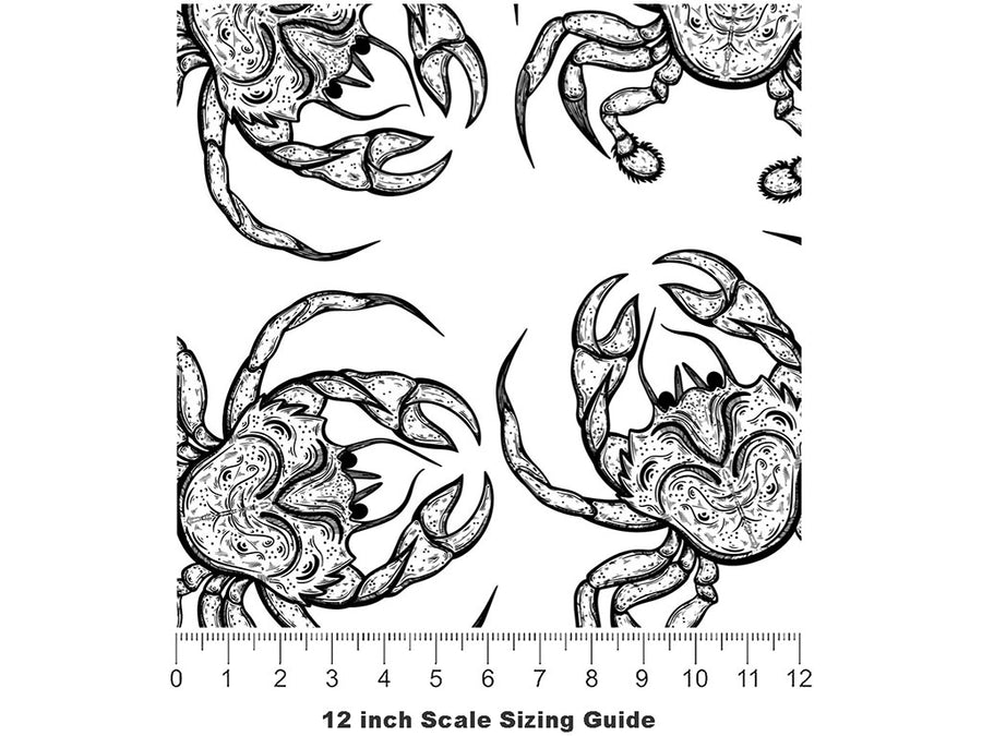 Crabby Mood Marine Life Vinyl Film Pattern Size 12 inch Scale~Rwraps Crabby Mood Marine Life Sizing Chart~2