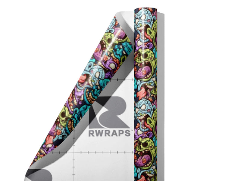 Cranial Cravings Zombie Wrap Film Sheets~Rwraps Series 914 Cranial Cravings Zombie Scrolled Sheet~3