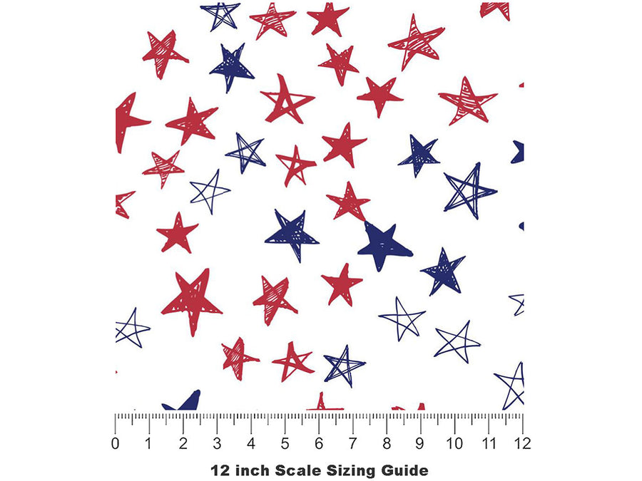 Crayon Stars Americana Vinyl Film Pattern Size 12 inch Scale~Rwraps Crayon Stars Americana Sizing Chart~3
