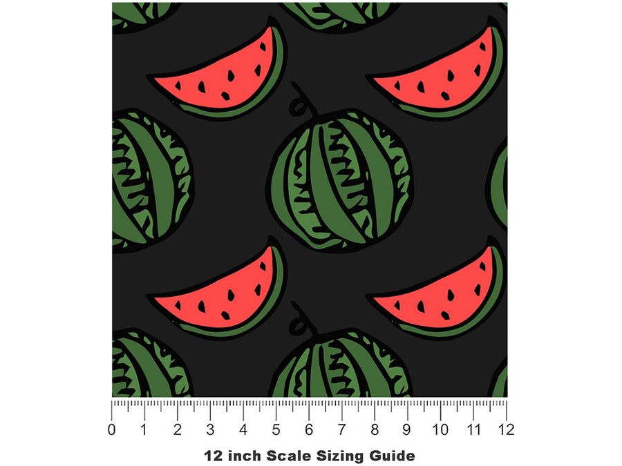 Crimson Sweet Fruit Vinyl Film Pattern Size 12 inch Scale~Rwraps Crimson Sweet Fruit Sizing Chart~2